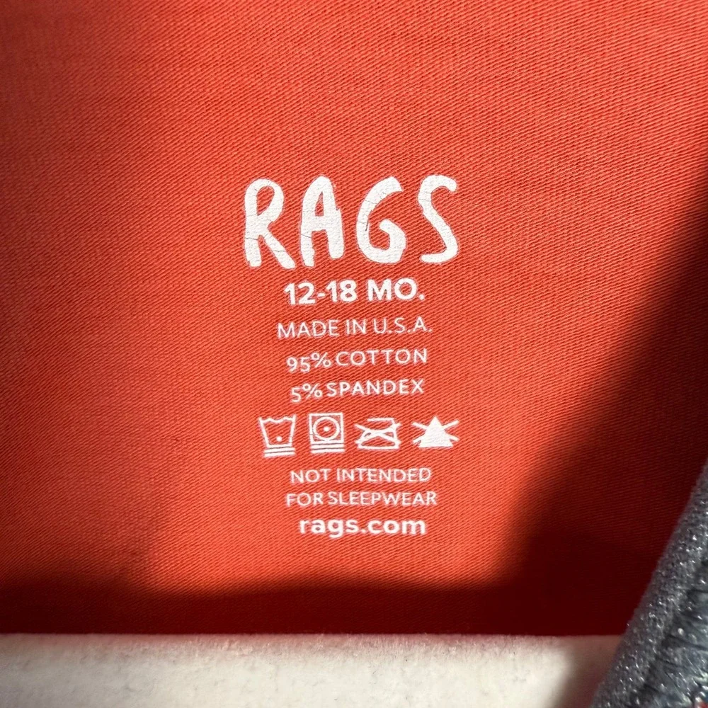 Rags Kids 12-18 Months Orange Teal Tic Tac Toe XO One Piece Romper
